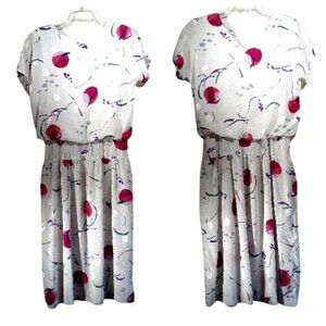 Vintage 80s Anthony Sicari Shirtwaist White Pink Floral Midi Washable